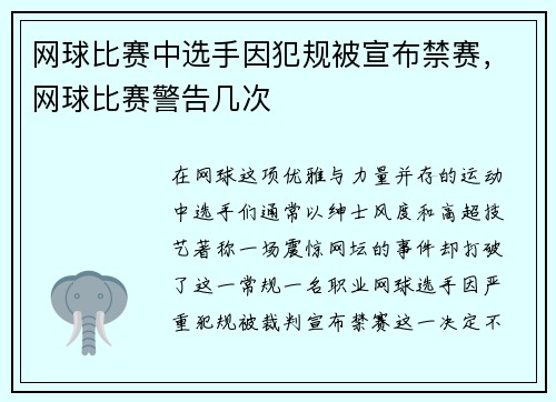 网球比赛中选手因犯规被宣布禁赛，网球比赛警告几次